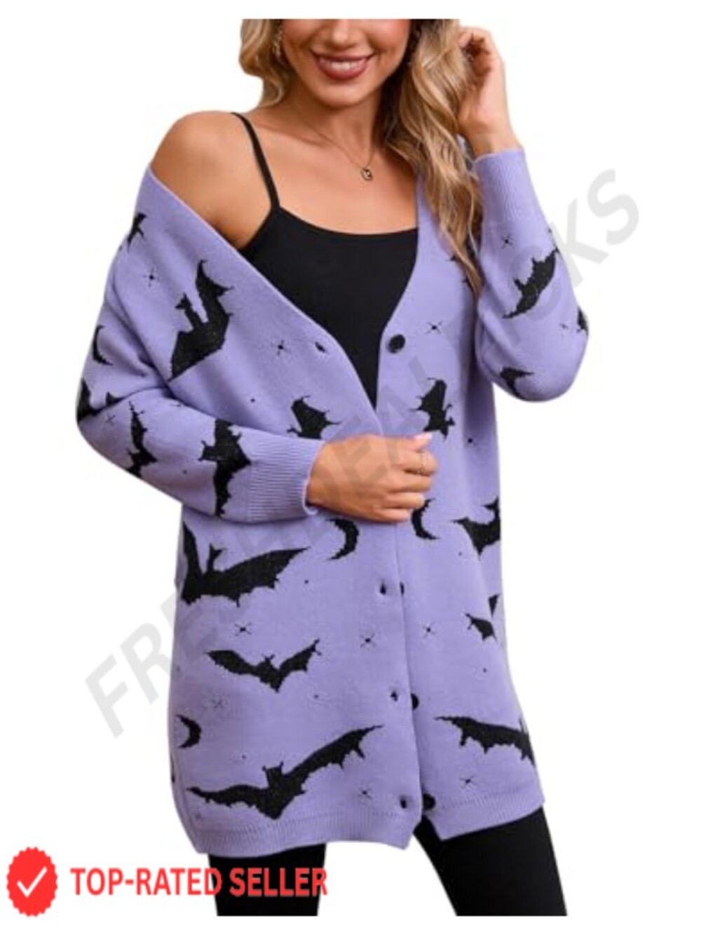 Cable Knit Halloween Bat Cardigan Button Down Open Front Sweater